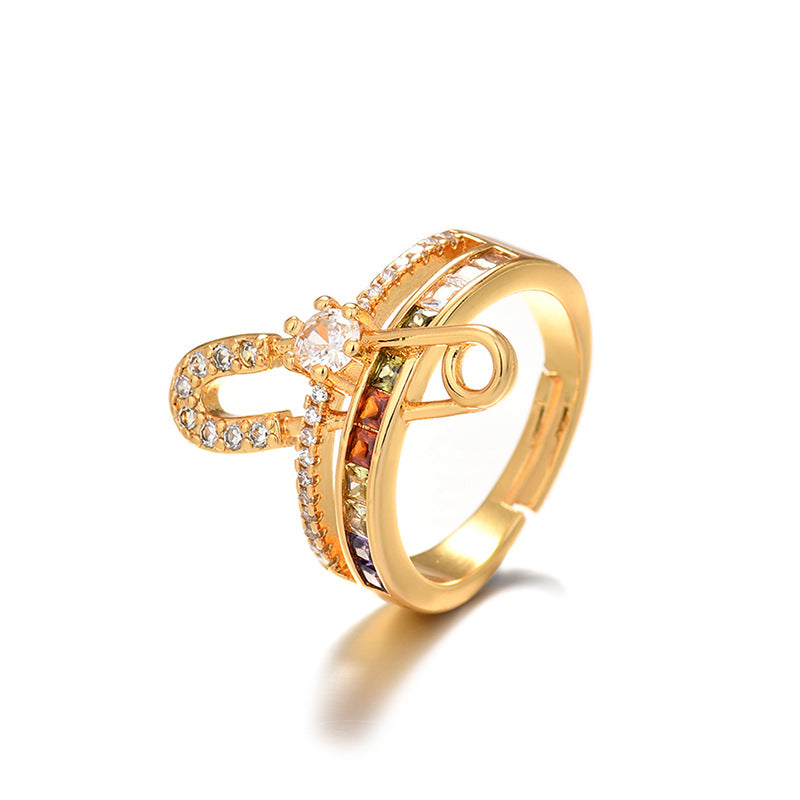 Wholesale Full diamond open paper clip ring